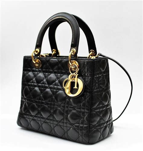 LADY DIOR MEDIUM BLACK LAMBSKIN BAG DB160